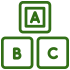 Icone de dados com letras A, B, C